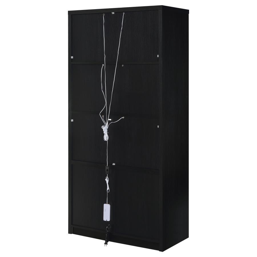 Riva - 4-Door Tall Accent Display Cabinet LED Lighting - Black