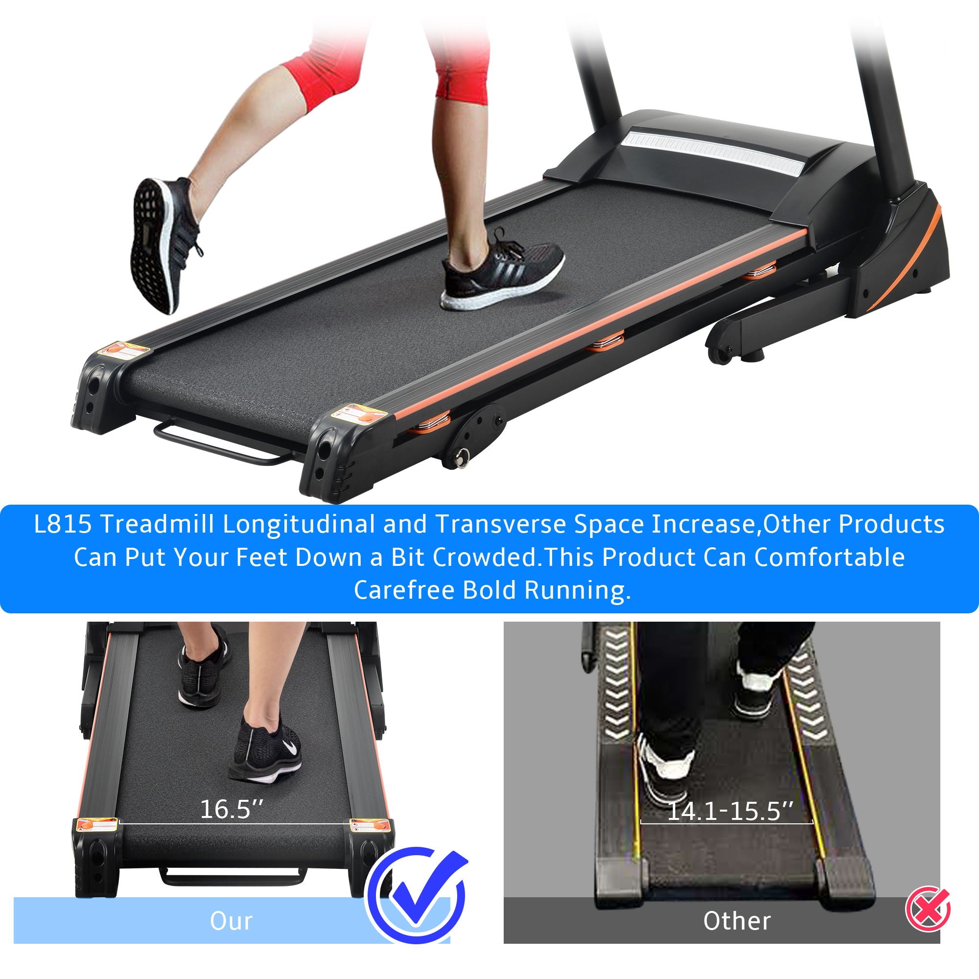 Folding Electric 3.5Hp Treadmill With Incline Medium Running Machine Motorised LCD Gym 330Lbs Folding Treadmill Electric Motorized Power 14.8Km / H Running Fitness Machine Gym - Black