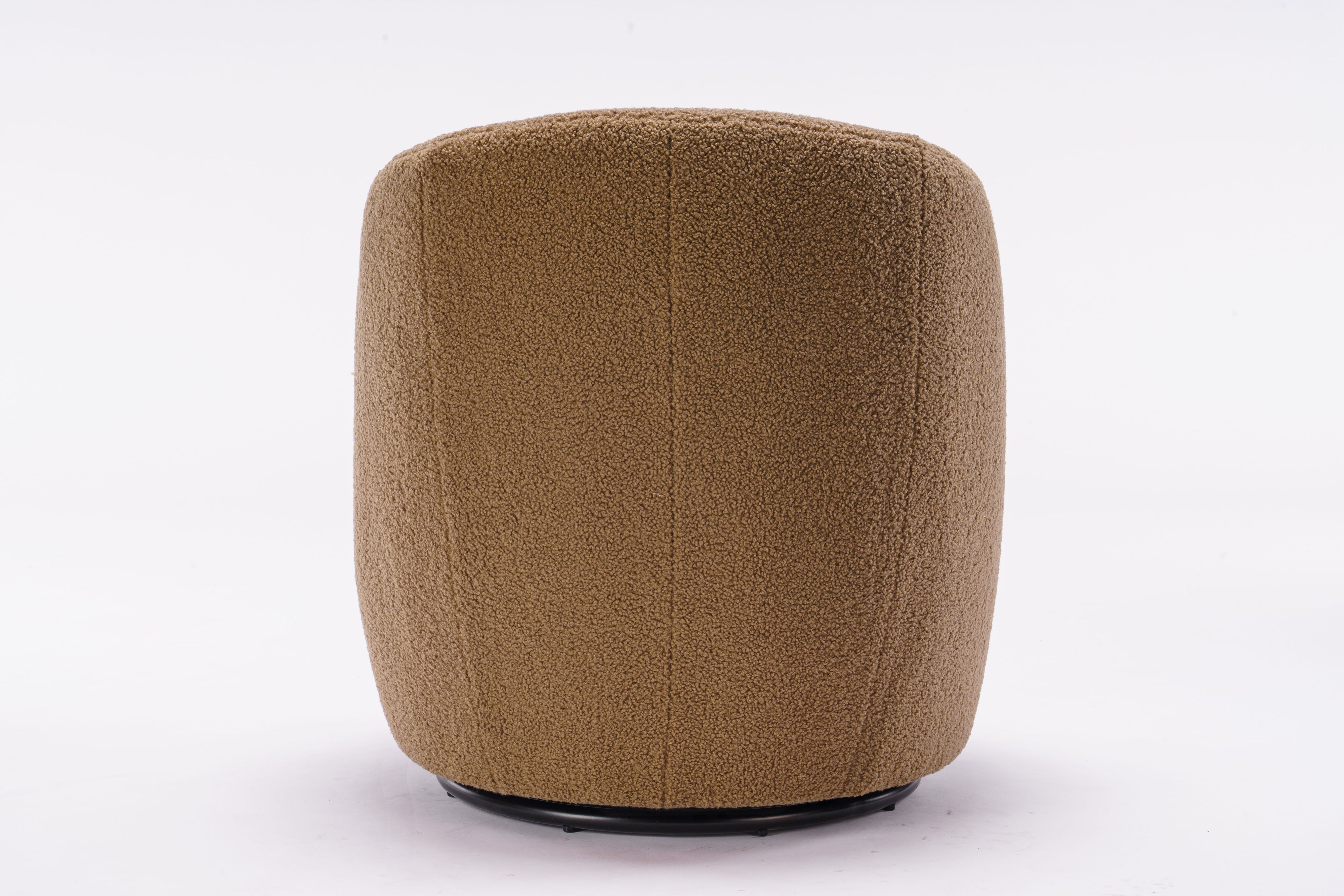 Teddy Fabric Swivel Accent Armchair Barrel Chair With Powder Coating Metal Ring