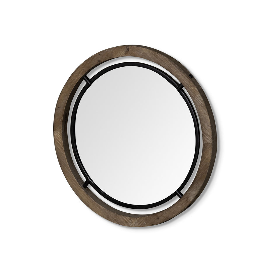 24" Metal Double Frame Wall Mirror - Brown / Black