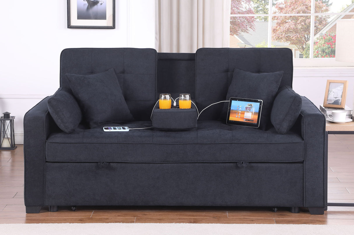 Cody II - 69.5"W Woven Fabric Convertible Sleeper Loveseat with Cup Holder by Lilola Home | Bel Furniture