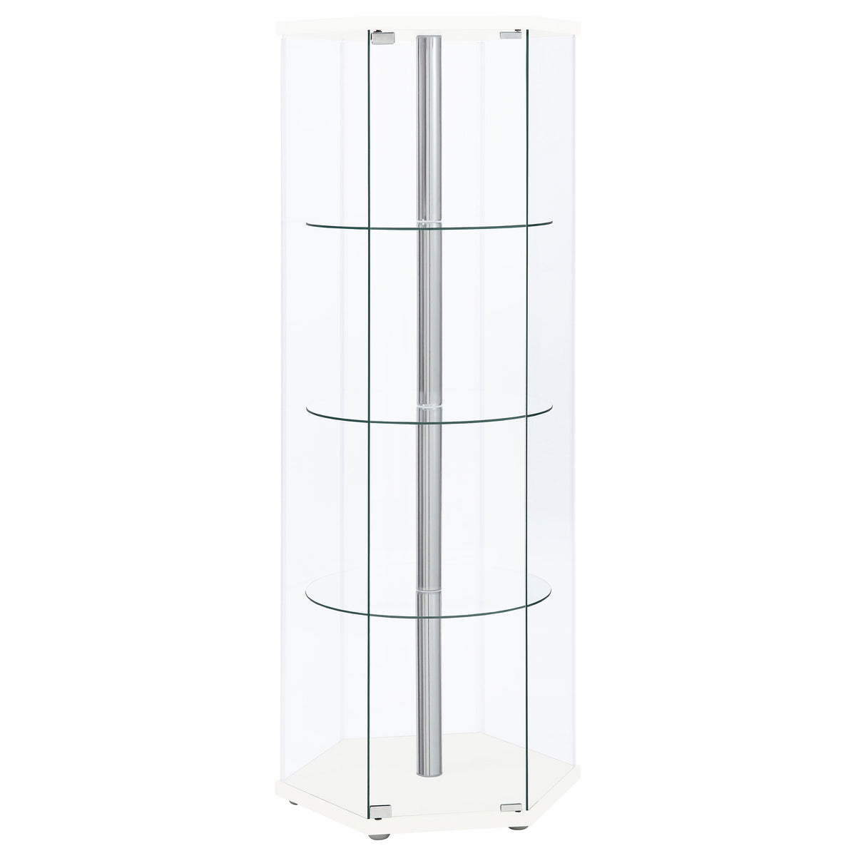 Zahavah - 4-Shelf Hexagonal Clear Glass Curio Cabinet