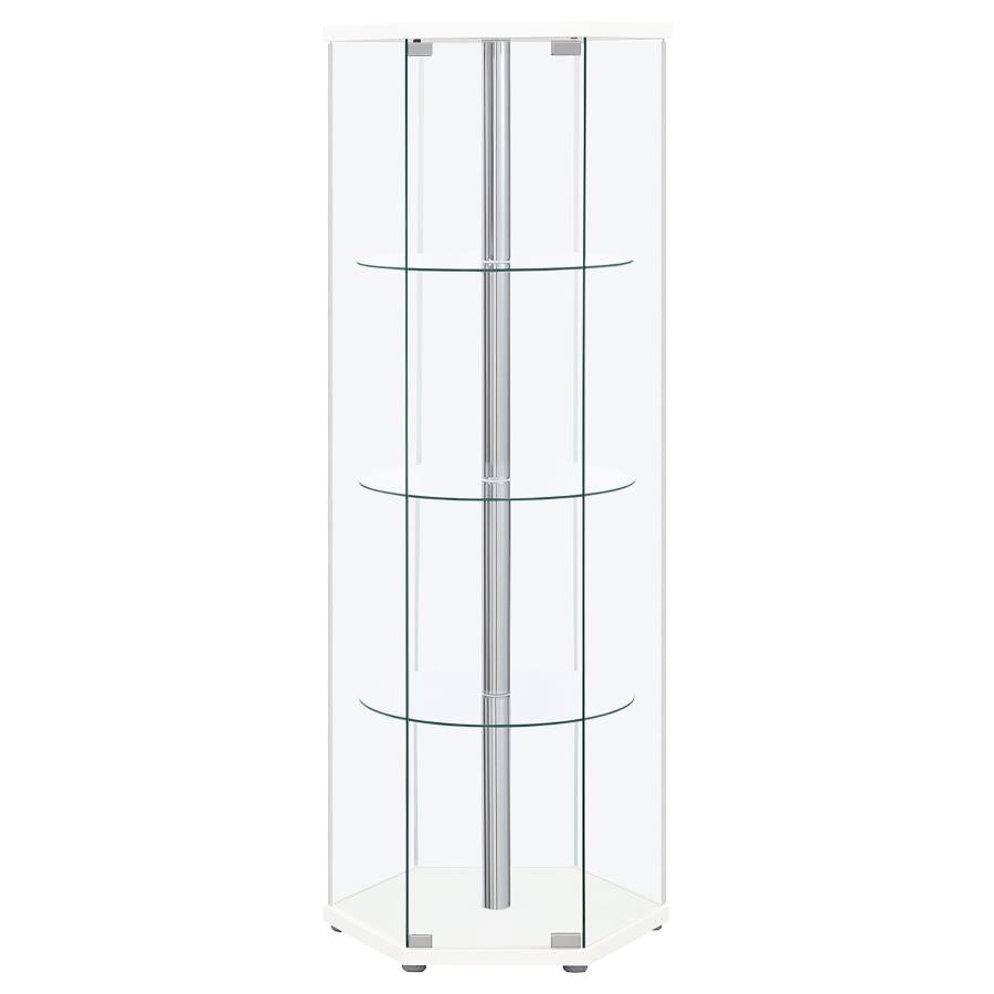 Zahavah - 4-Shelf Hexagonal Clear Glass Curio Cabinet
