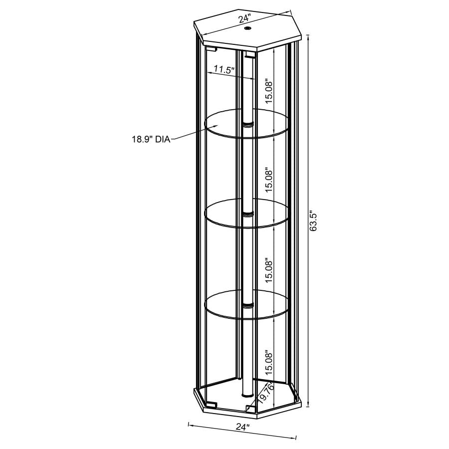 Zahavah - 4-Shelf Hexagonal Clear Glass Curio Cabinet