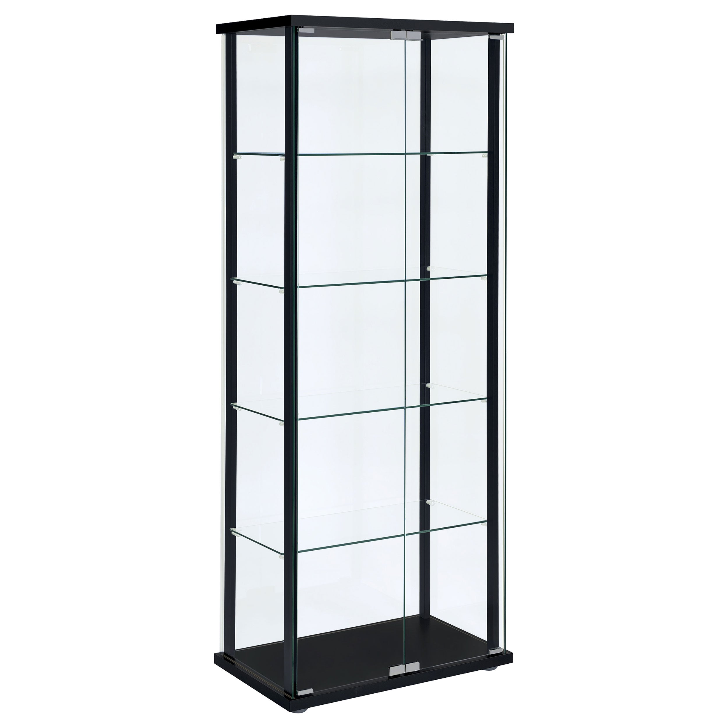Delphinium - 5-Shelf Clear Glass Curio Display Cabinet - Black by