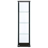 Cyclamen - 4-Shelf Clear Glass Curio Display Cabinet - Black