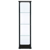 Cyclamen - 4-Shelf Clear Glass Curio Display Cabinet - Black
