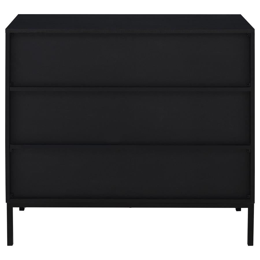Jess - 2-Door Arched Fluted Glass Accent Cabinet - Black