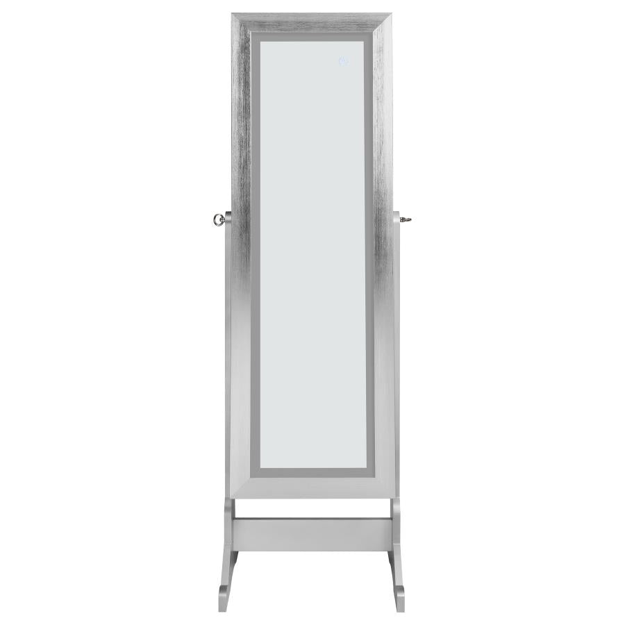 Moore - Cheval Mirror With Jewelry Storage - Silver