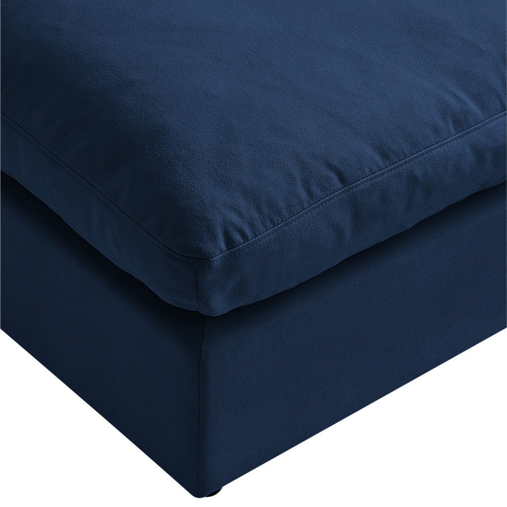 Linen Ottoman - Navy Blue / Black