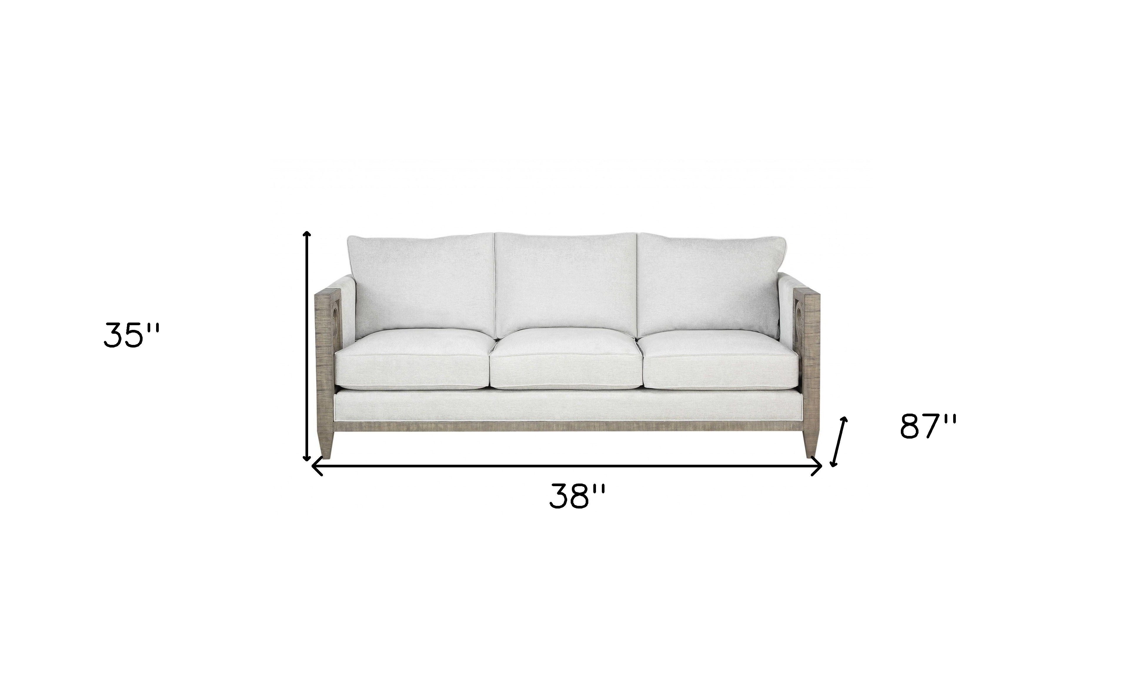 Fabric Sofa With Black And Gray Legs - White