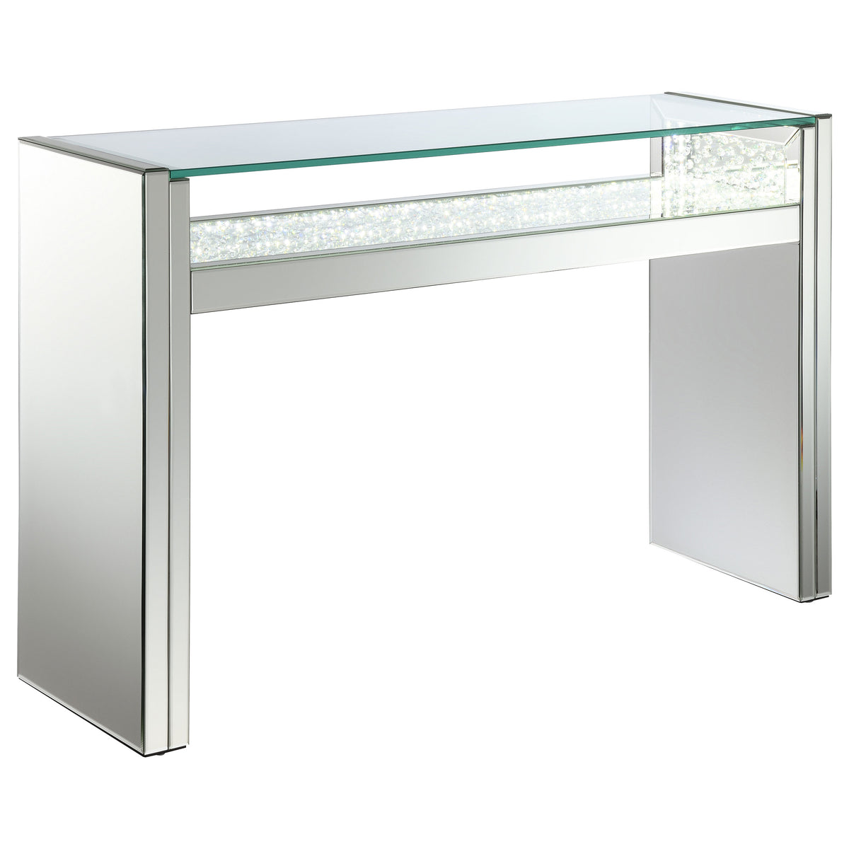 Edna - Mirrored Acrylic Console Table LED Lighting - Silver