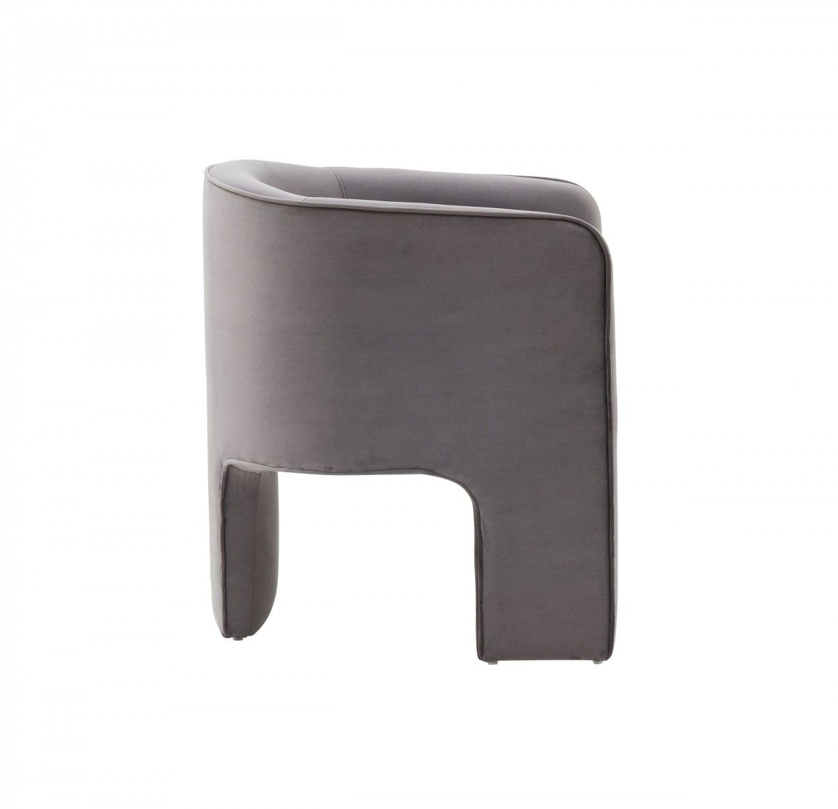 Contemporary Velvet Three Legged Chair - Dark Gray