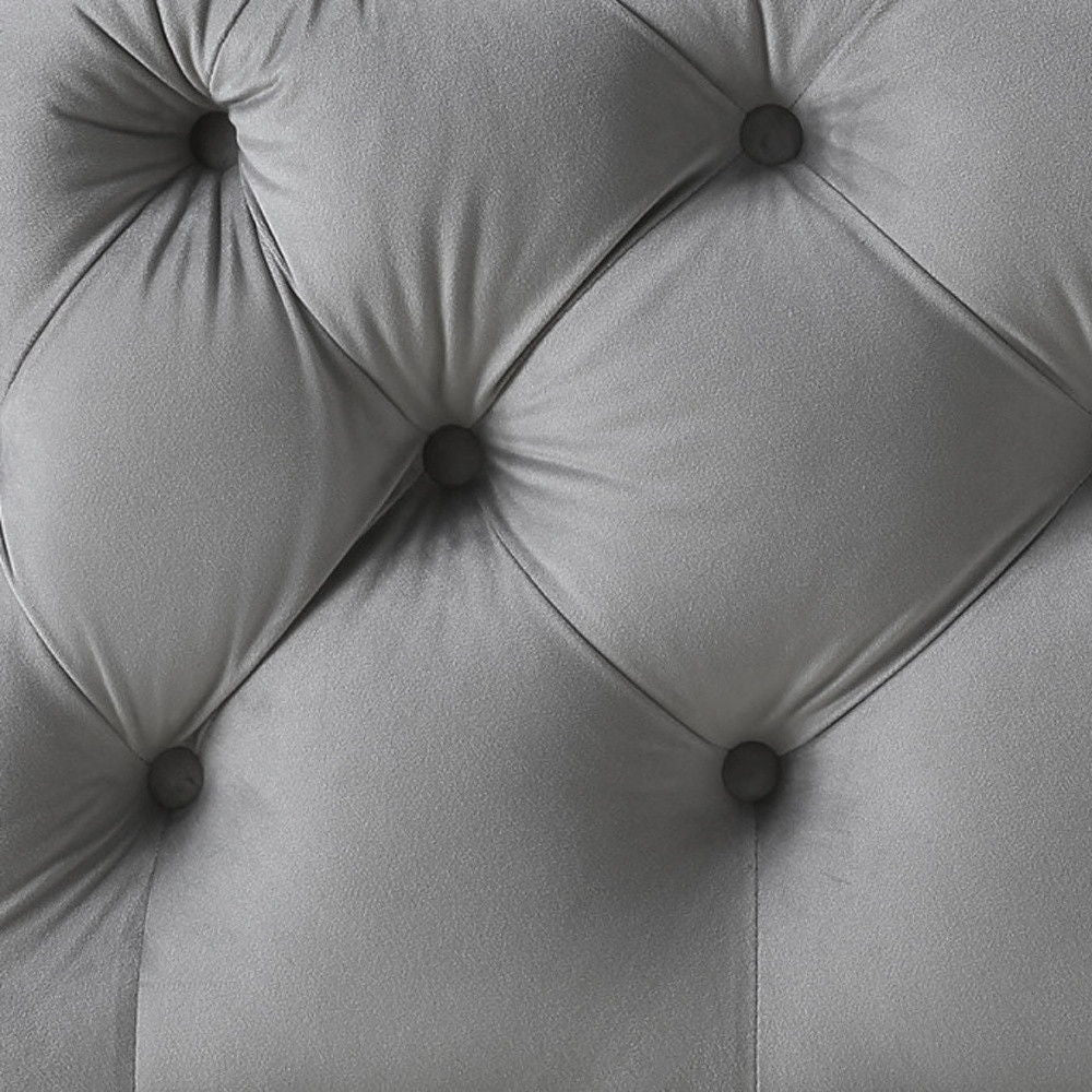 Velvet Rolling Tufted Cocktail Ottoman - Gray