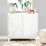 Gambon - 2 Door Wood Honeycomb Pattern Accent Cabinet - White