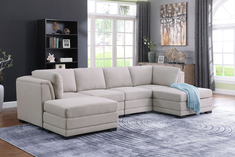Kristin - Linen Fabric Reversible Sectional Sofa by Lilola Home | Bel Furniture
