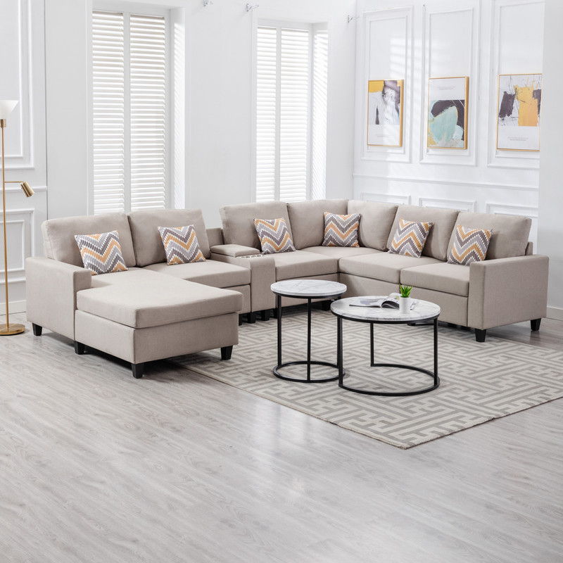 Nolan - 7 Piece Sectional Sofa With Pillows And Interchangeable Legs