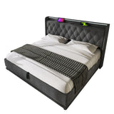 Upholstered Bed, 360 Surround LED Function, Remote Control, Hydraulic Storage Bed With USB, Type-C Charging (Without Mattress)
