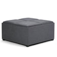 Avalon - Square Coffee Table, Storage Ottoman Dark Gray Fabric by Simpli-Home | Bel Furniture