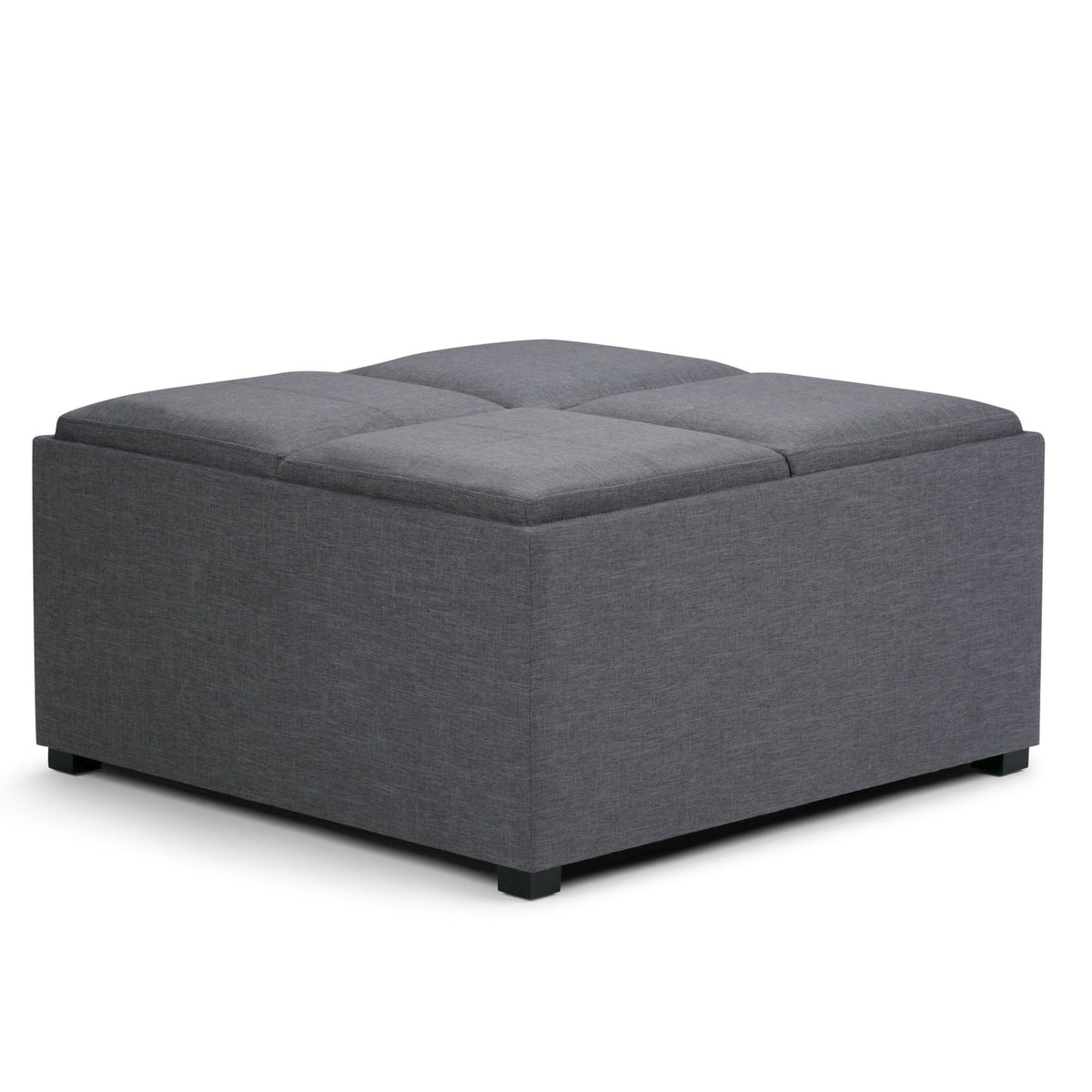 Avalon - Square Coffee Table, Storage Ottoman Dark Gray Fabric by Simpli-Home | Bel Furniture