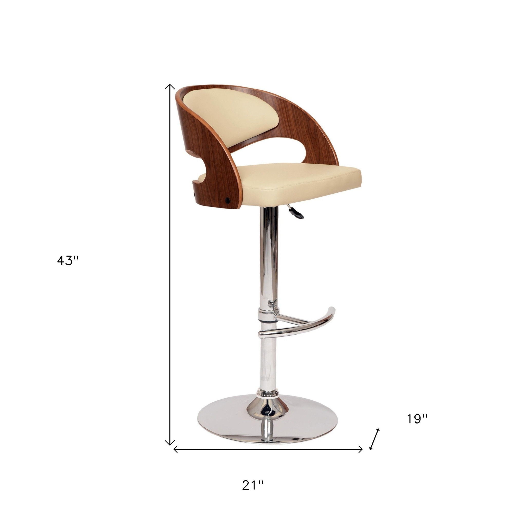 Swivel Low Back Adjustable Height Bar Chair - Cream / Brown