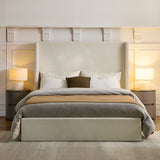 Carmen - California King Size Upholstered Wingback Bed - Ivory