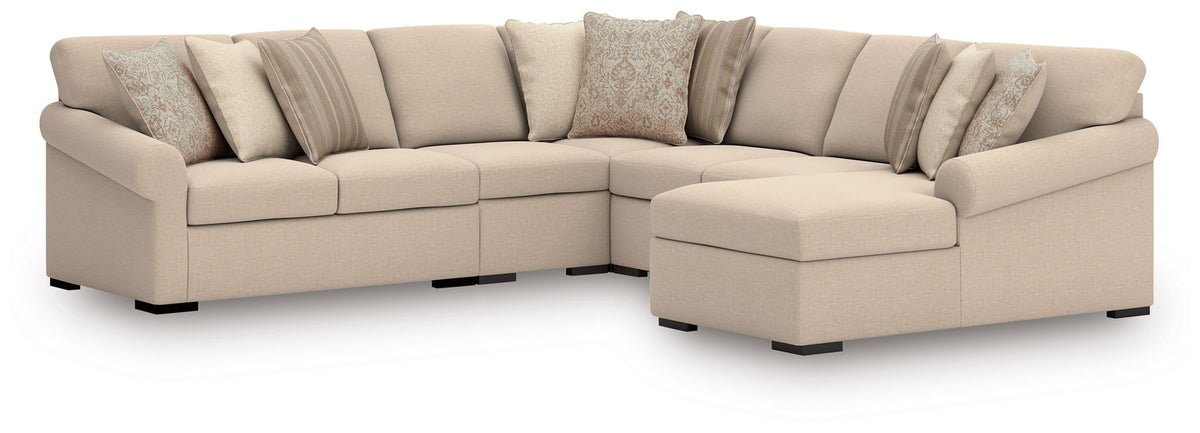 LadyMae - Sectional Beige 5 Pc. Right Arm Facing Corner Chaise Sectional by Benchcraft® | Bel Furniture