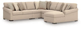 LadyMae - Sectional Beige 5 Pc. Right Arm Facing Corner Chaise Sectional by Benchcraft® | Bel Furniture