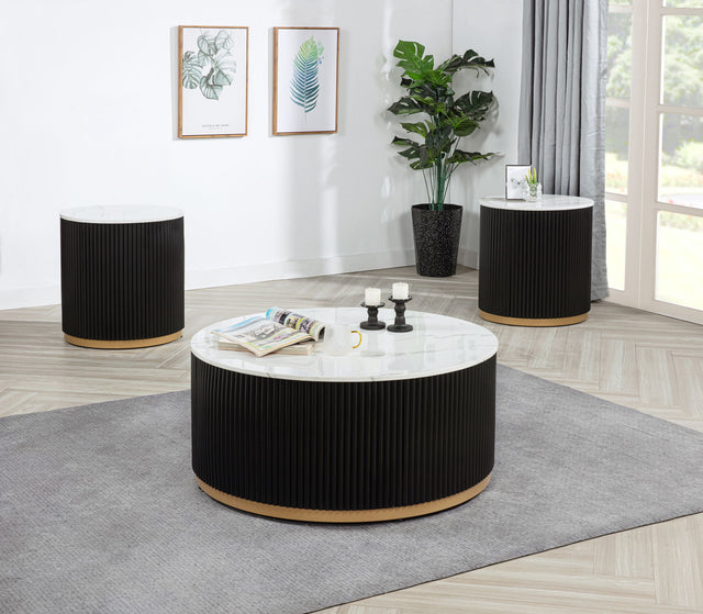 Kara - Table Set (Coffee & 2 End Tables) - Black / White by Crown Mark | Bel Furniture