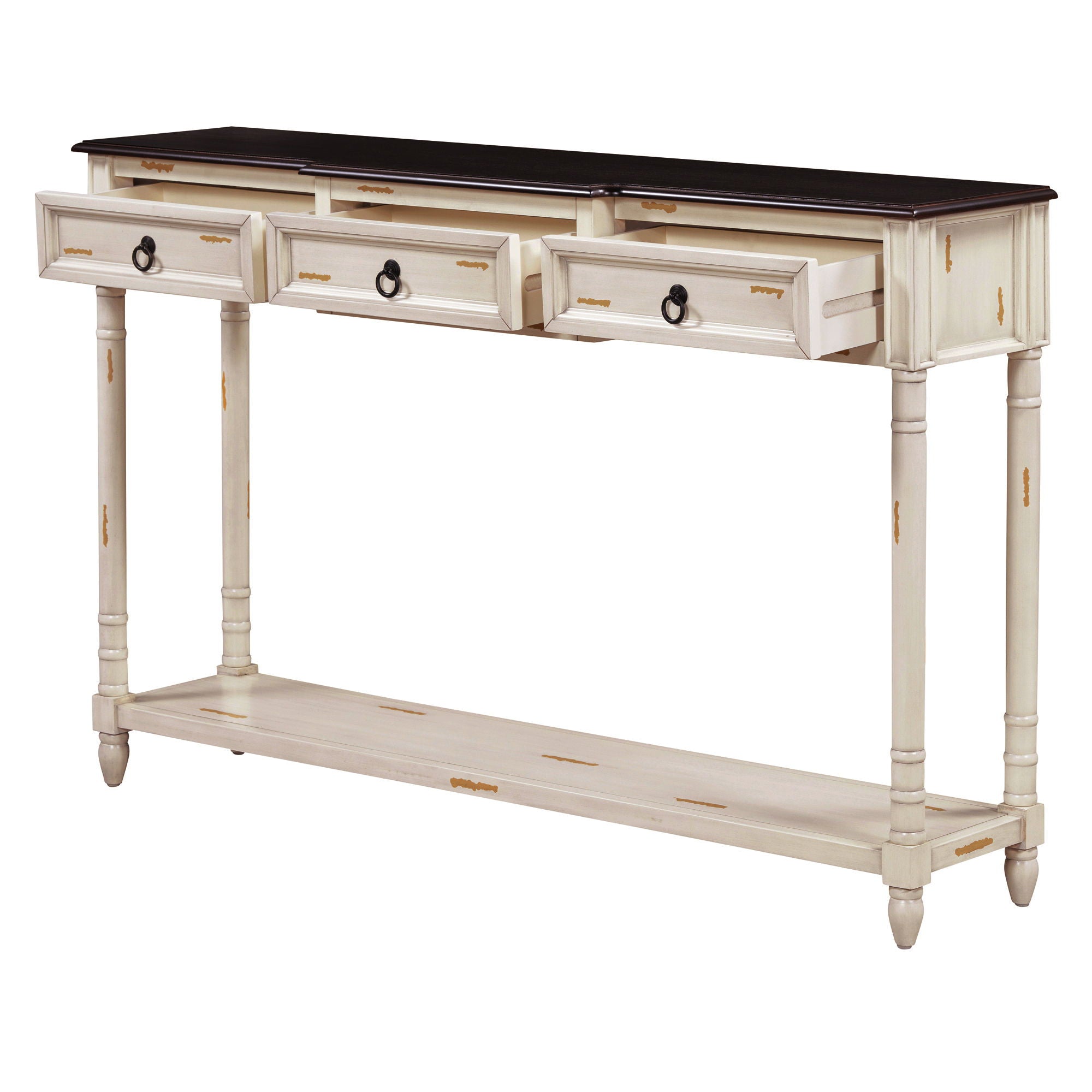 Console Table Sofa Table With Drawers For Entryway With Projecting Drawers And Long Shelf