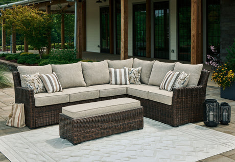 Brook Ranch - Brown - Sofa Sectional, Bench With Cushion (Set of 3) by Signature Design by Ashley® | Bel Furniture