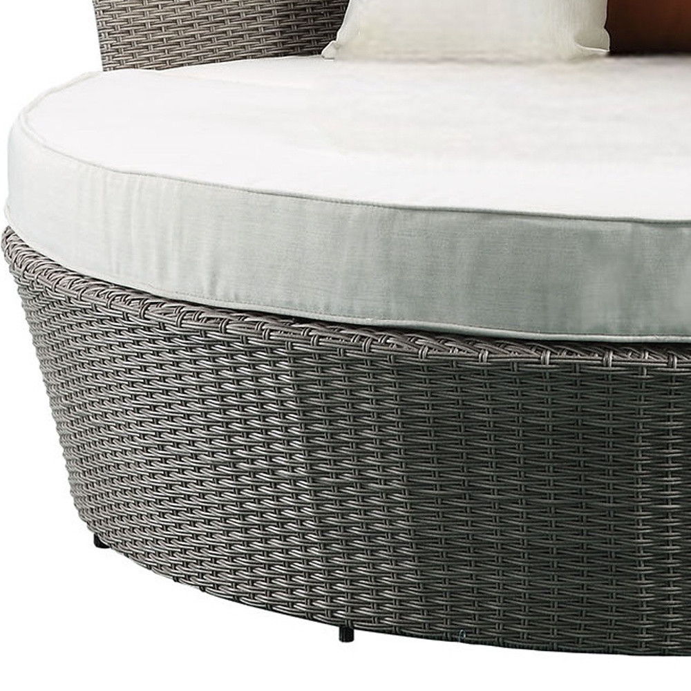 Set Of Two Fabric Wicker Patio Canopy Daybed - Beige / Gray