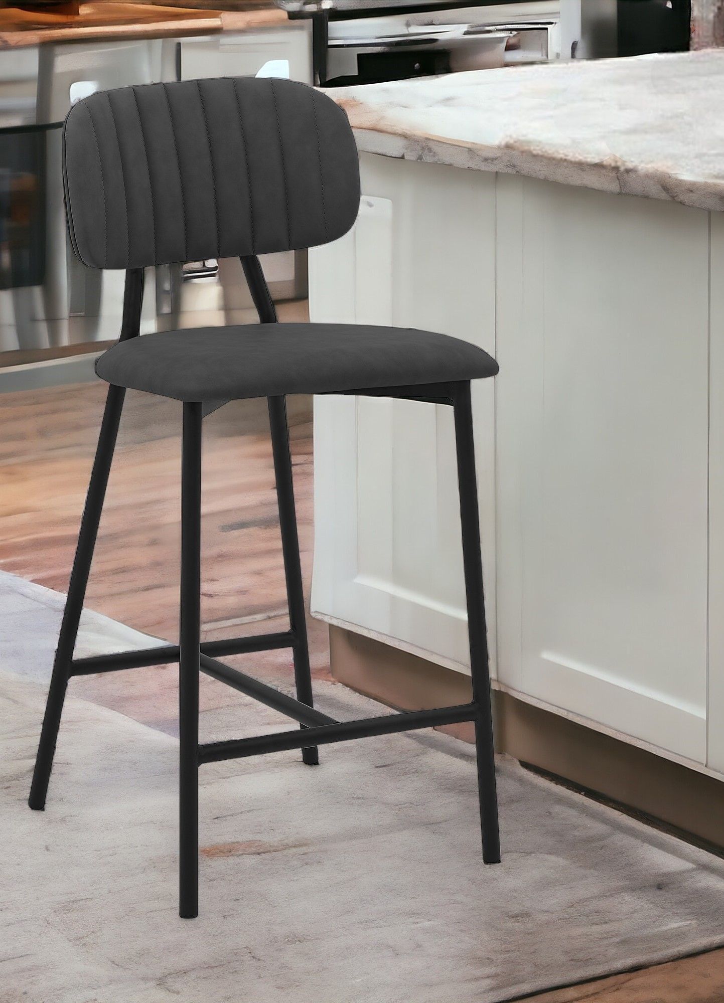 37" Low Back Counter Height Bar Chair - Gray / Black