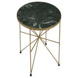 Eliska - Round Green Marble Top Accent Side Table - Antique Gold by CoasterEssence | Bel Furniture