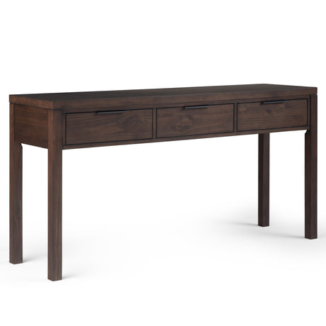 Hollander - Wide Console Table - Warm Walnut Brown by Simpli-Home | Bel Furniture