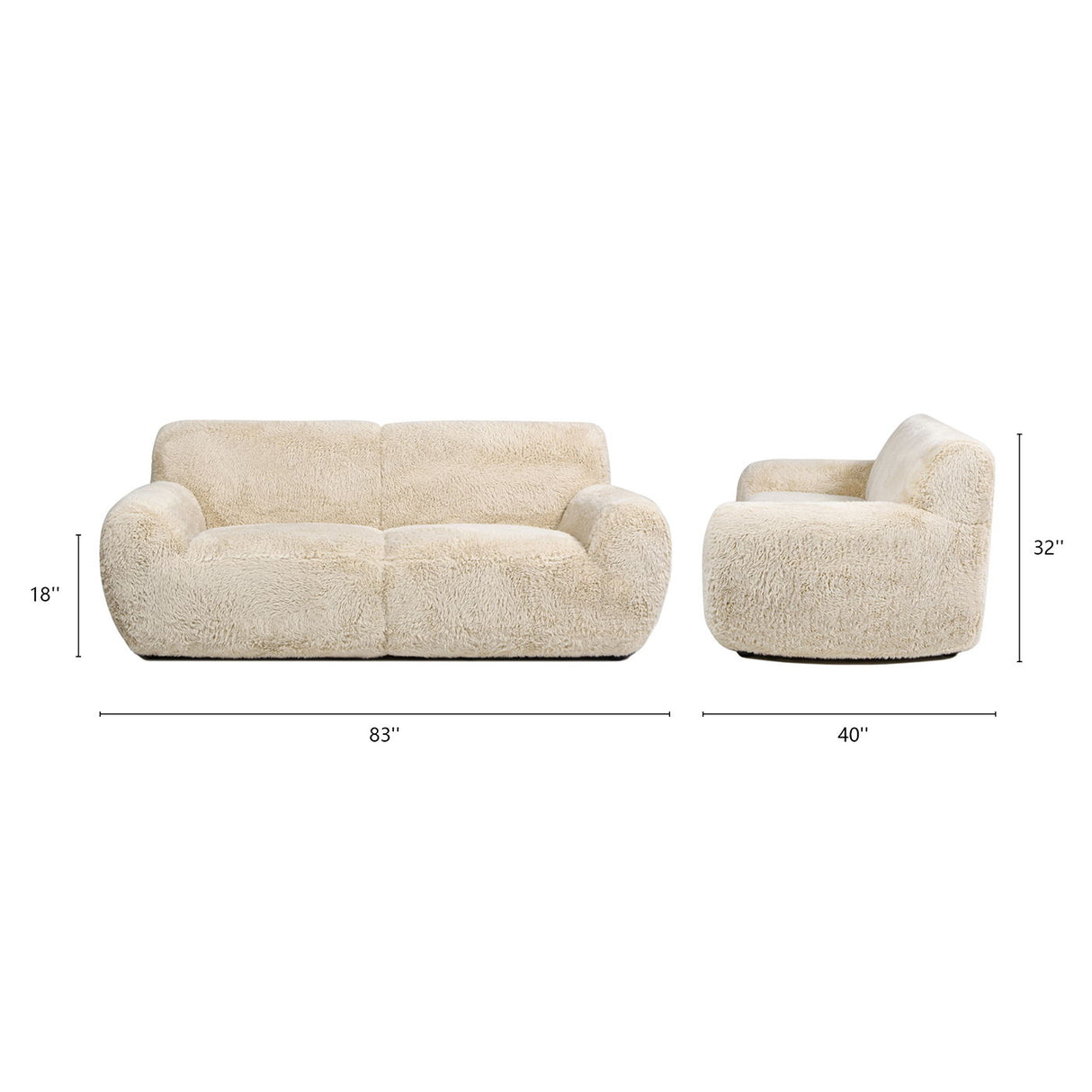 Summit - Faux Sheepskin Overstuffed Sofa - Cream Beige by Jennifer Taylor Home | Bel Furniture