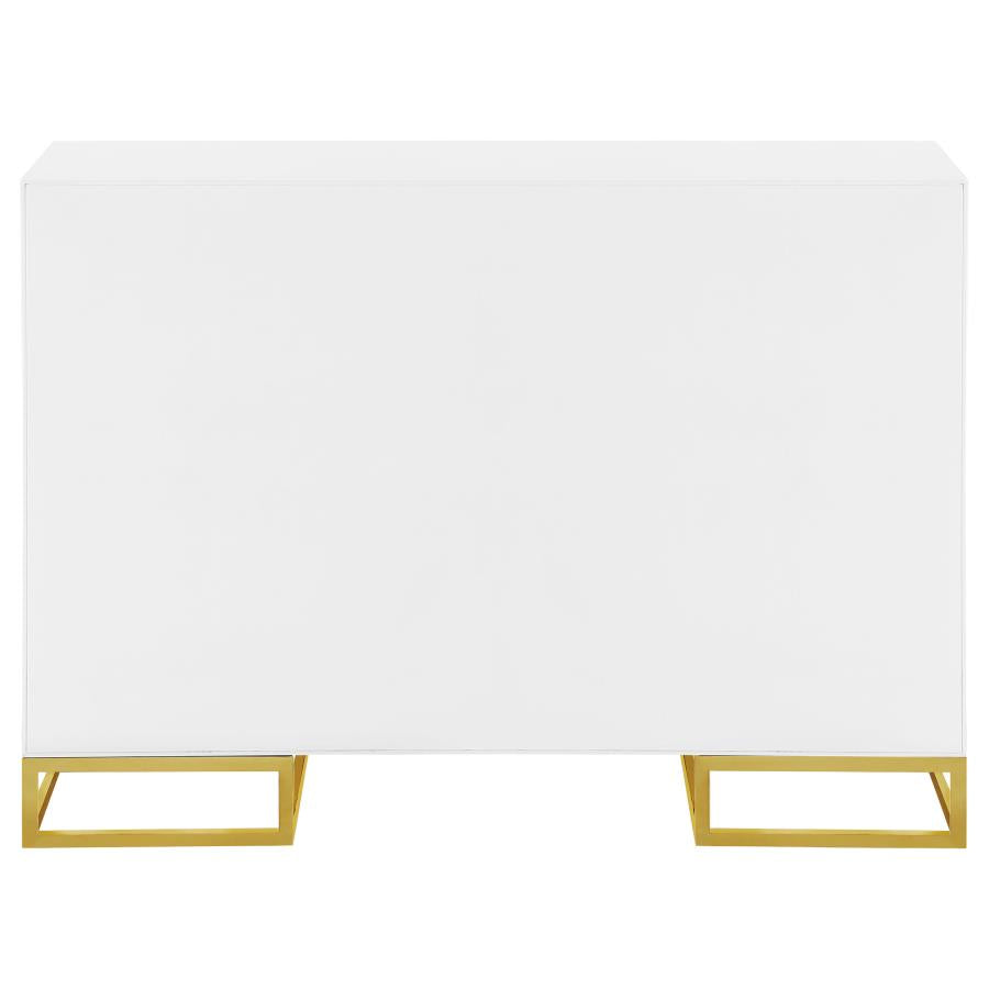 Elsa - 2 Door Wood Storage Accent Cabinet - White And Gold