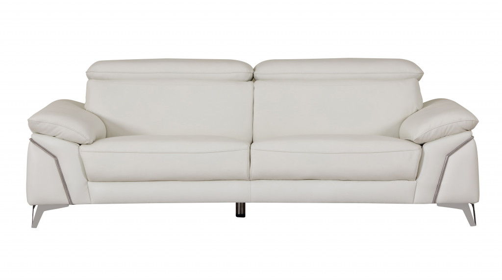 Silver Legs Italian Leather Sofa - White