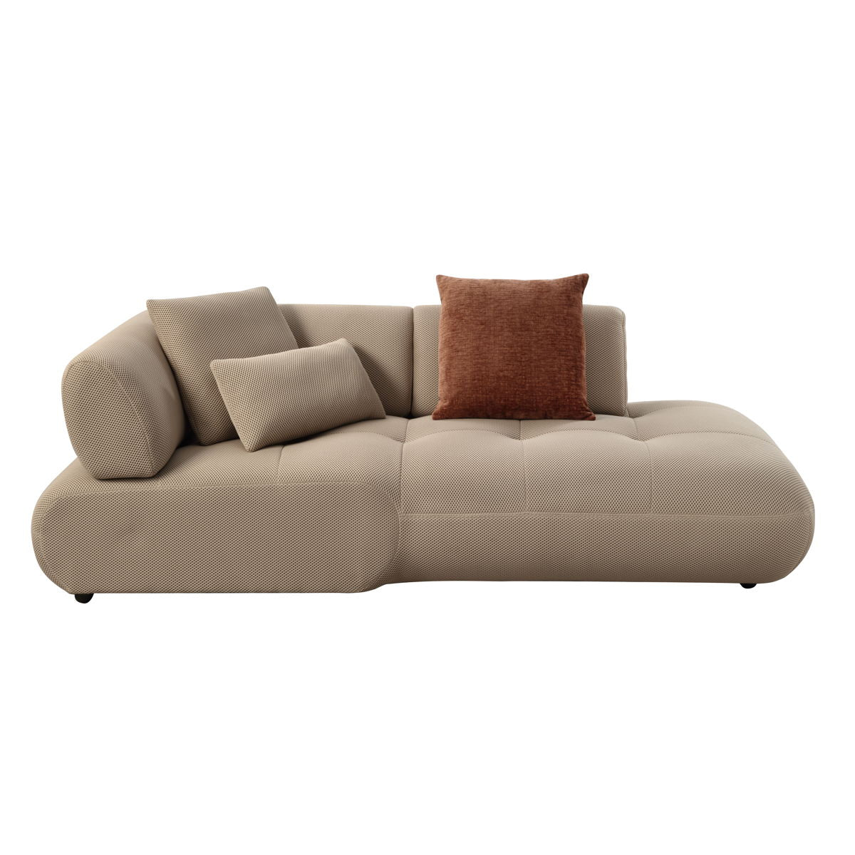 Carrick - Sandwich Mesh Sectional Sofa With An Ottoman - Beige