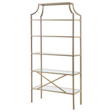 Serena - 5-Shelf Glass Bookshelf - Gold by CoasterEssence | Bel Furniture