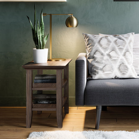 Acadian - Narrow Side Table - Farmhouse Brown by Simpli-Home | Bel Furniture