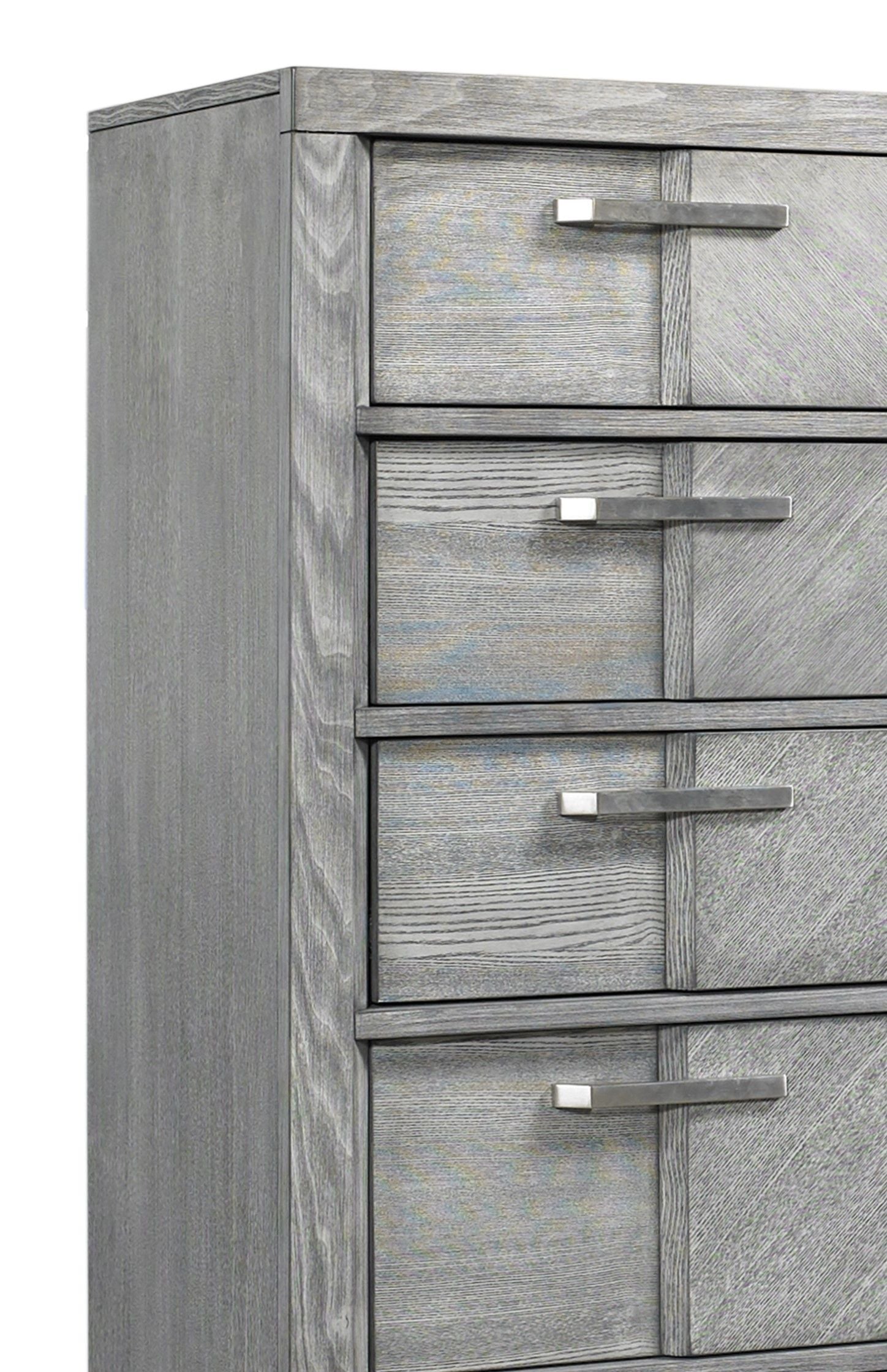 5 Drawer Chest Book Matched Veneers - Gray