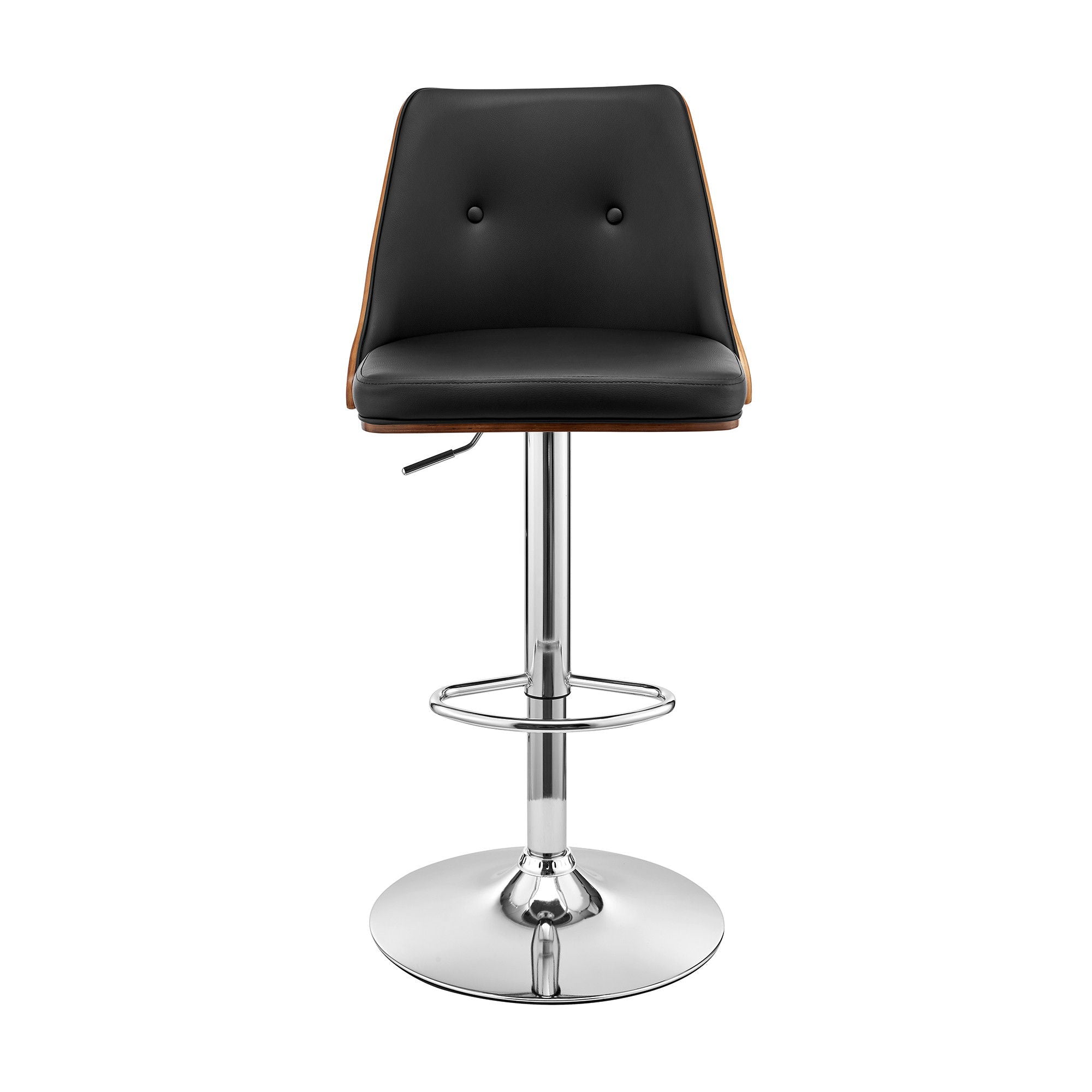 Faux Leather Swivel Adjustable Height Bar Chair - Black / Silver