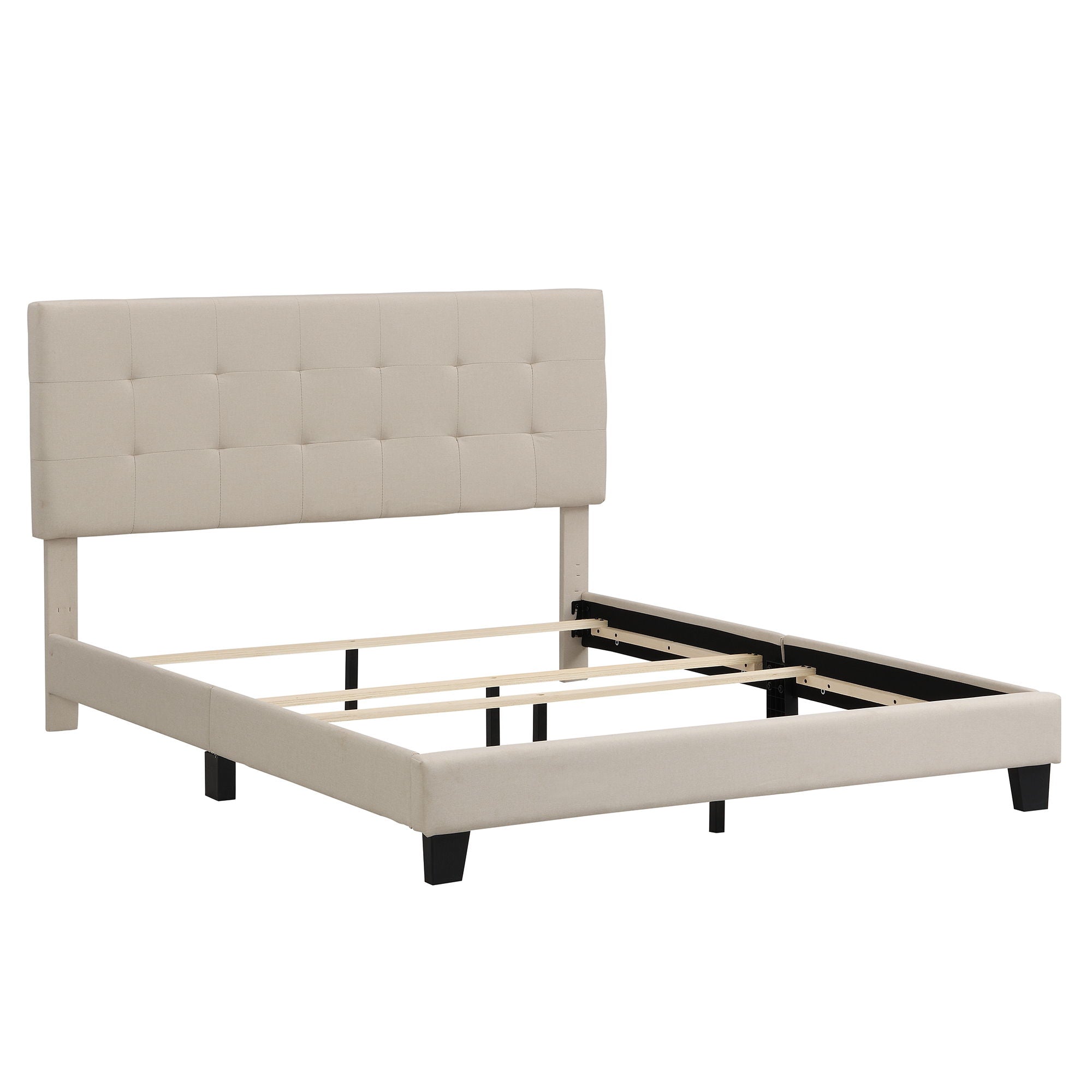 Upholstered Platform Bed With Tufted Headboard, No Box Spring Needed