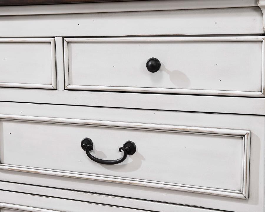 Hillcrest - 9-Drawer Dresser With Mirror - Distressed White