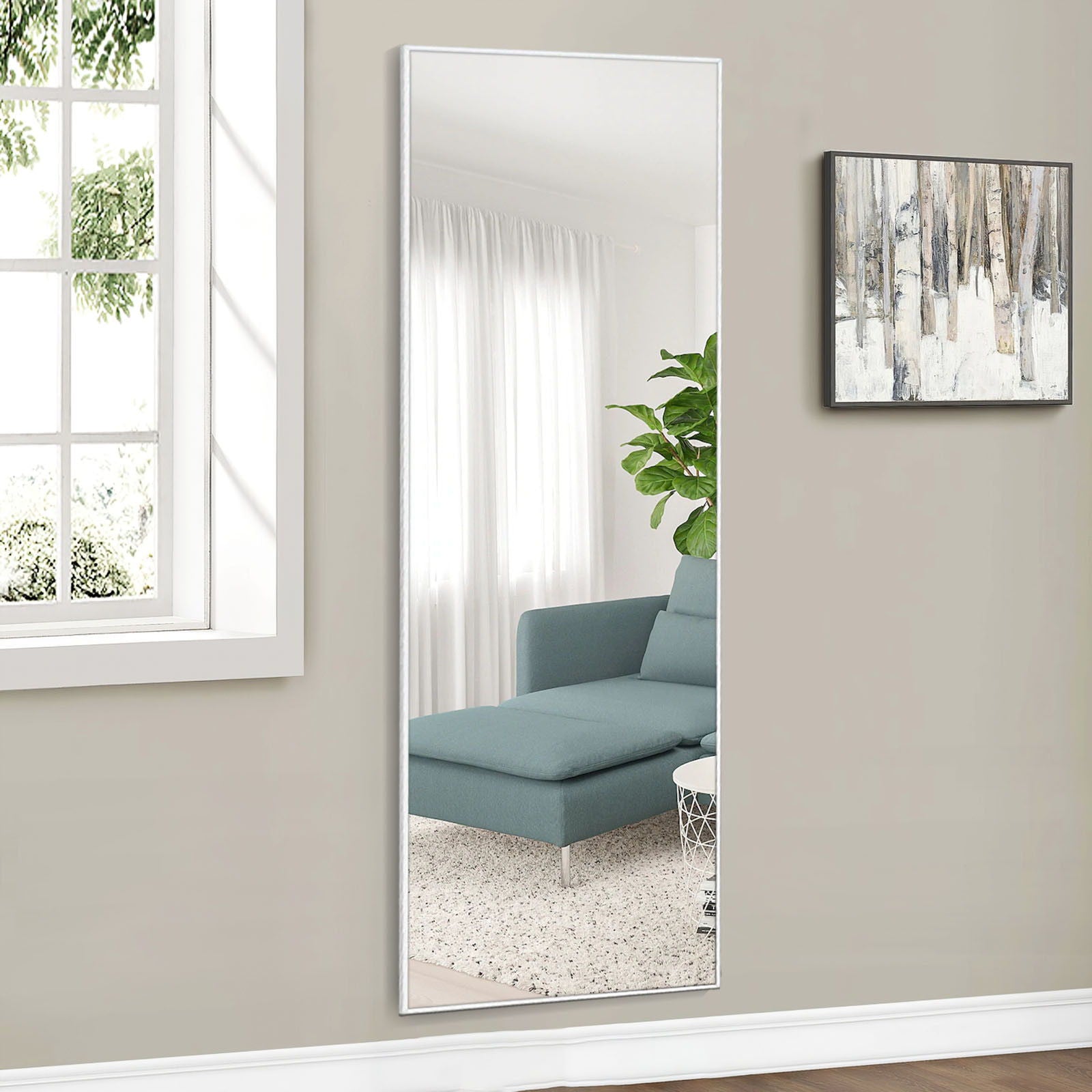 Freestanding Full-Length Floor Mirror - Silver