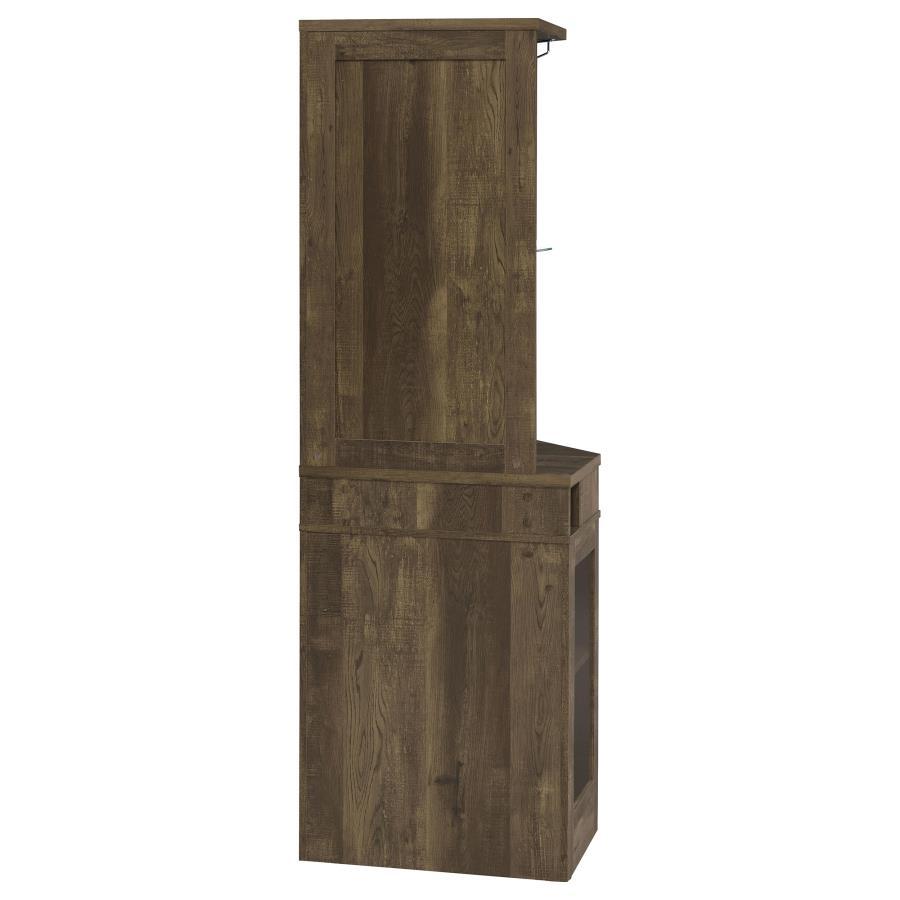Alviso - 1-Drawer Corner Home Bar Wine Cabinet - Rustic Oak by CoasterEveryday | Bel Furniture