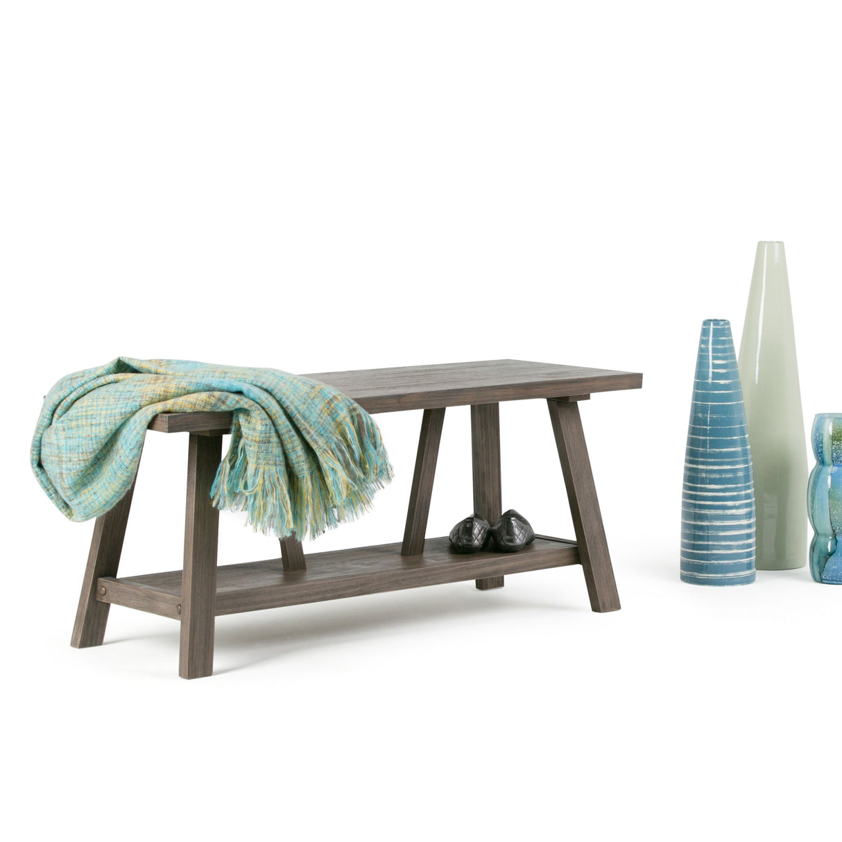 Dylan - Entryway Bench - Driftwood by Simpli-Home | Bel Furniture