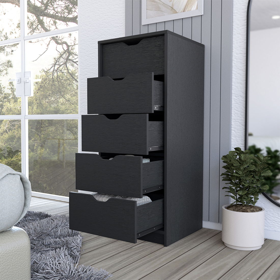 5 Drawer Standard Chest - Black