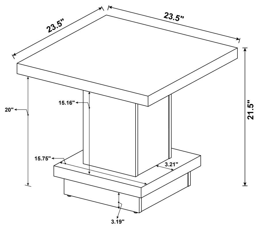 Reston - Square Engineered Wood Side End Table - Cappuccino